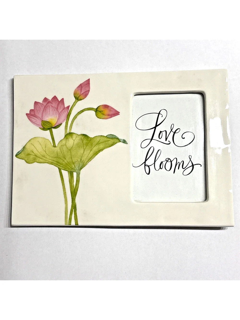 HALLMARK LOVE BLOOMS PHOTO FRAME New with tag White Ceramic Frame 6.5” X 8.5”
